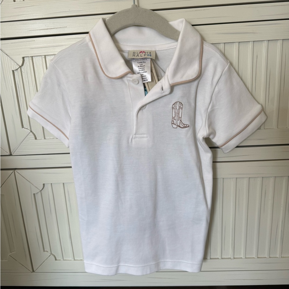Ruth and Ralph Pima cotton polo short set with embroidered boot size 3T